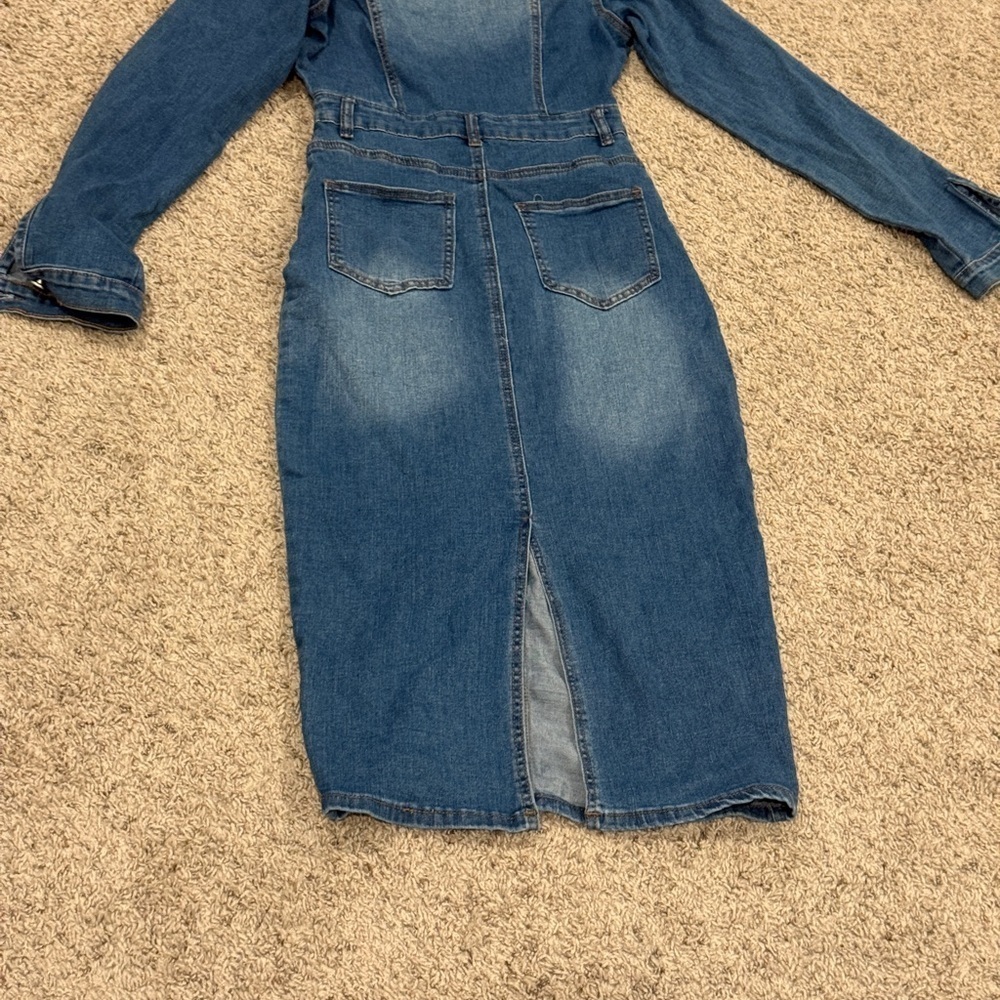 Stylish‎ Denim Long Sleeve Dress - Picture 8 of 8
